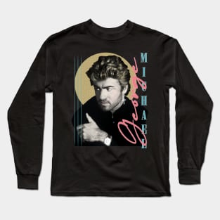 George Michael / Faded Vintage Look Design Long Sleeve T-Shirt